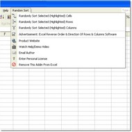 Excel Random Sort Order of Cells, Rows & Columns S screenshot